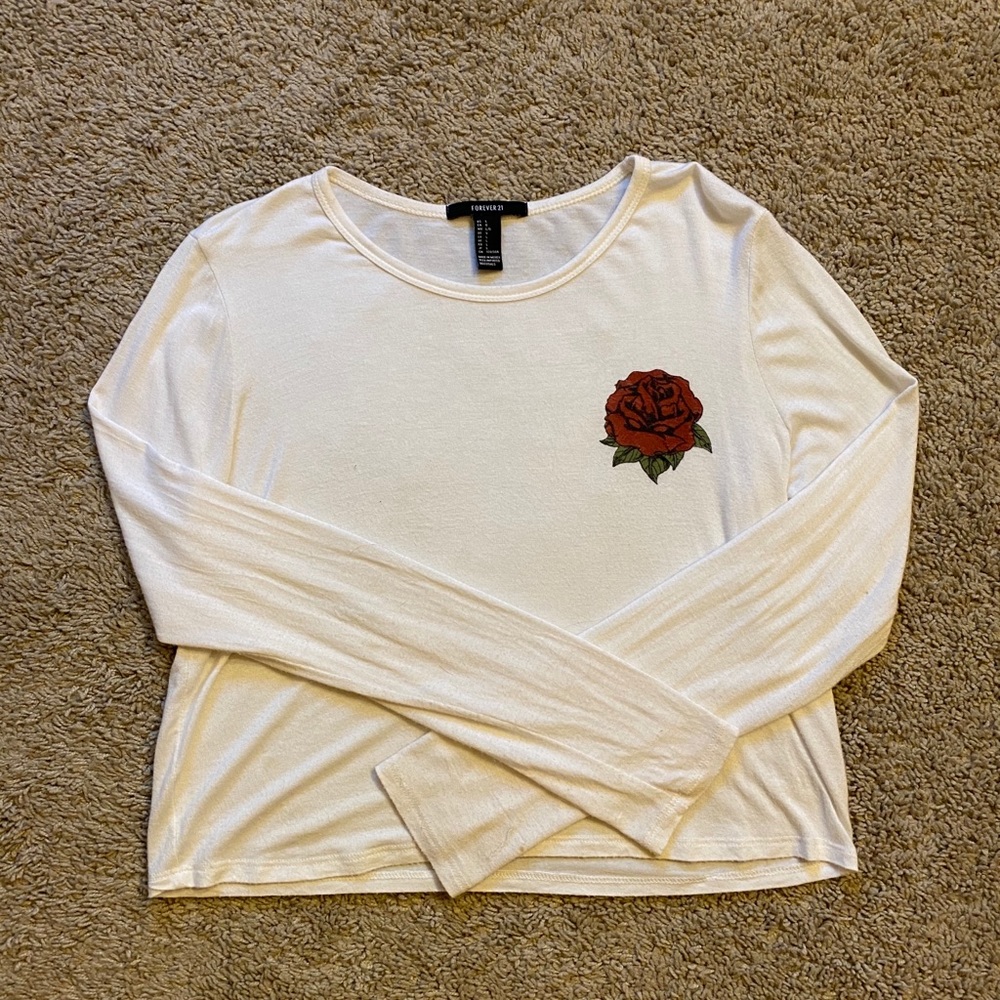 White long sleeve with rose